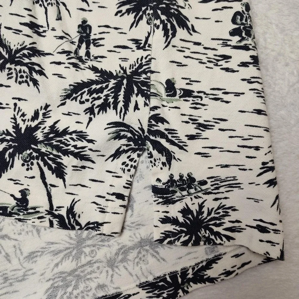Polo Ralph Lauren Polo Shirt Mens XL White Hawaiian Floral Palm Tree USA Made